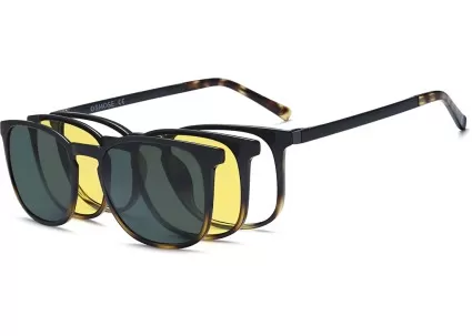 Lunette de vue Polar Double Clip  Homme - Ultem + Clip magnétique solaire polarisée + Clip de conduite de nuit - OCP515_C3 - OSM